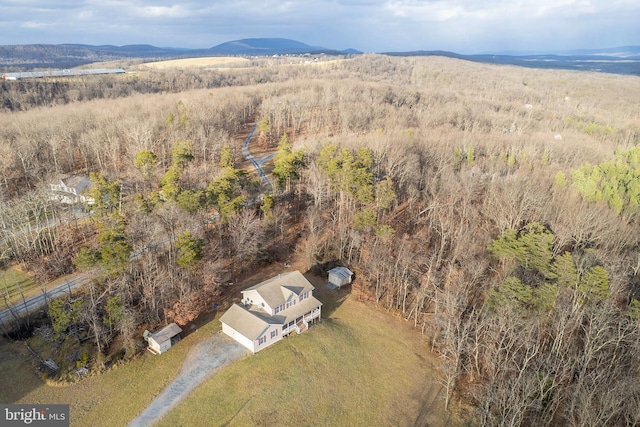 aerial view with a mountain view