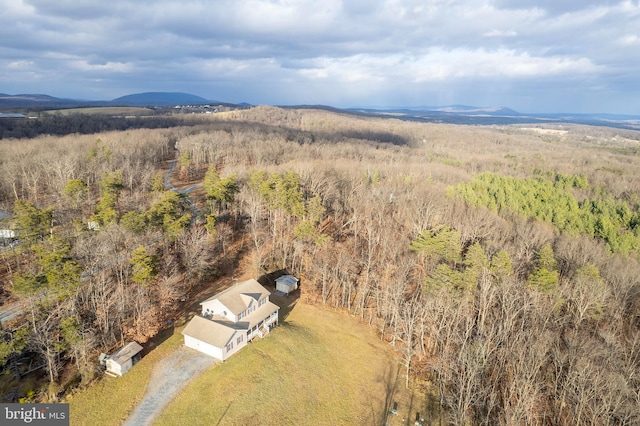 aerial view with a mountain view