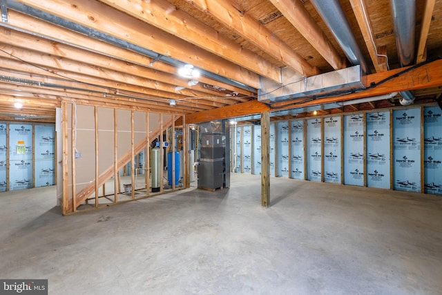 basement with heating unit