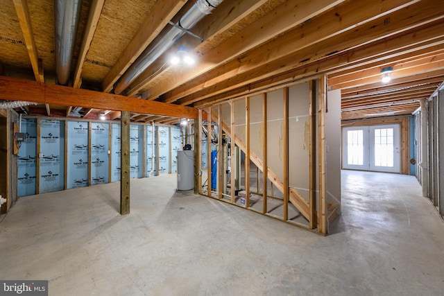 basement featuring gas water heater