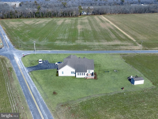 drone / aerial view with a rural view