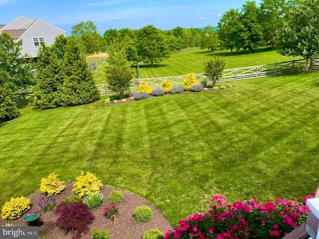 view of yard with a rural view