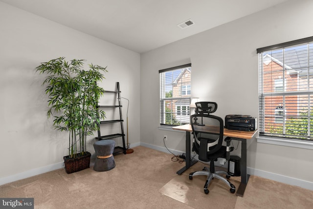 carpeted office space with plenty of natural light