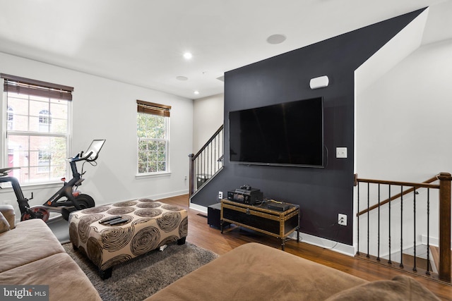 living room featuring hardwood / wood-style flooring