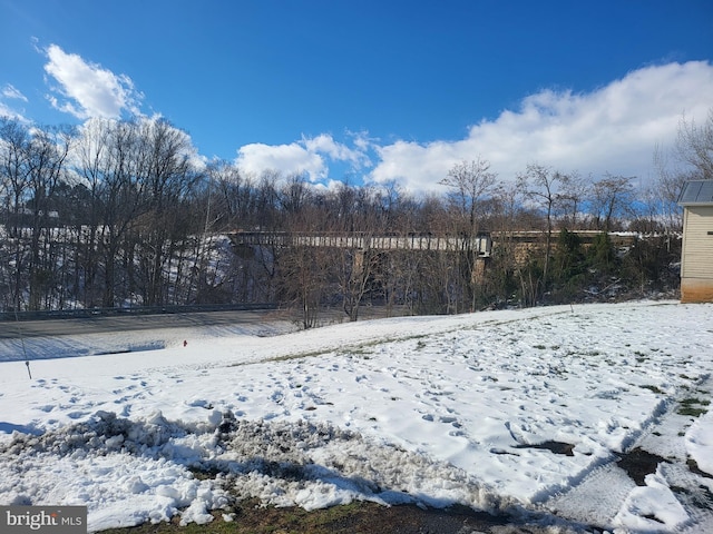 view of yard covered in snow