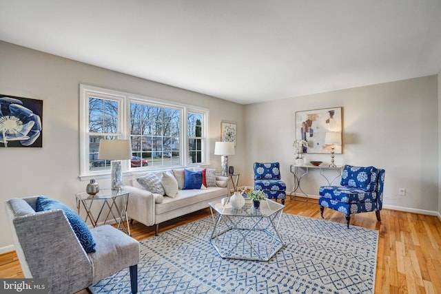 living room with hardwood / wood-style flooring