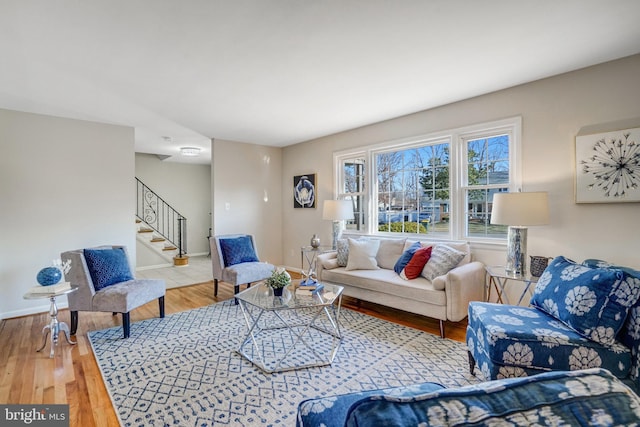 living room featuring light hardwood / wood-style floors