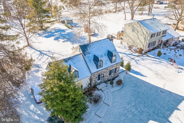 view of snowy aerial view