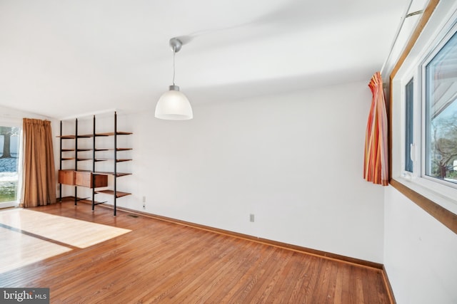 spare room featuring wood-type flooring