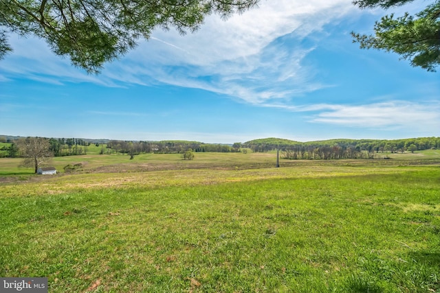 view of yard with a rural view