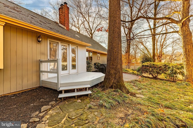 view of yard with a wooden deck