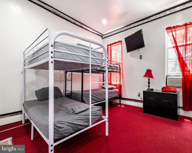 carpeted bedroom featuring cooling unit