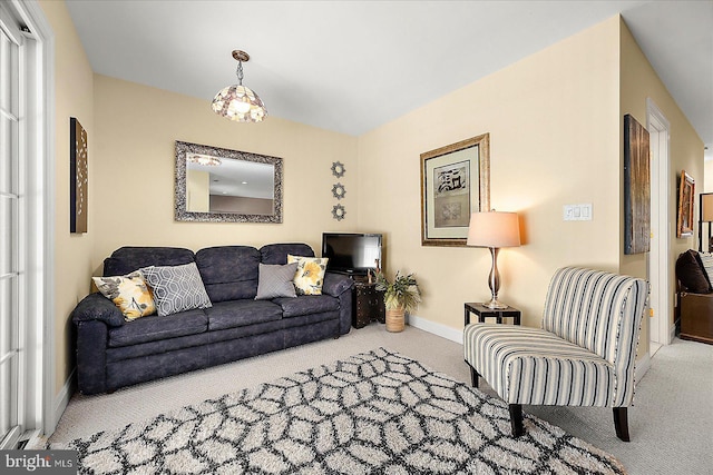 living room with light carpet