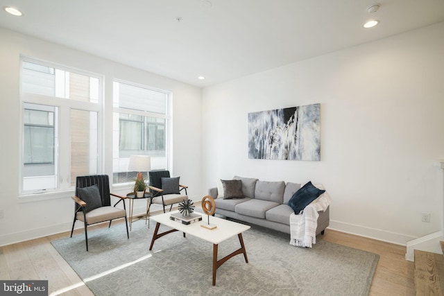 living room featuring light wood-type flooring