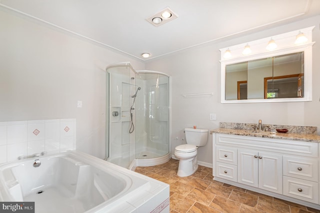 939 Starbit Rd, Towson, MD 21286 - bathroom featuring vanity, a stall shower, toilet, and a bath