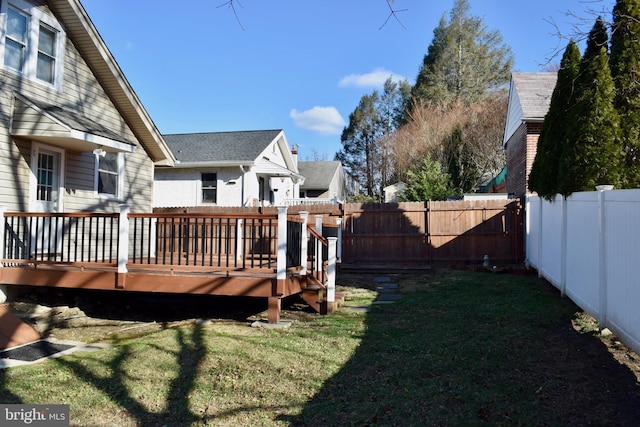 view of yard with a deck