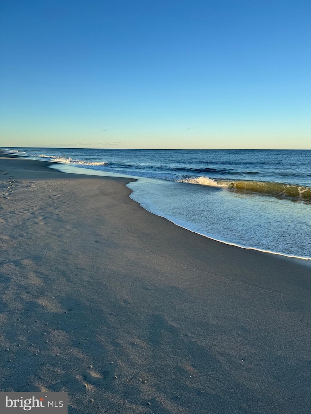 view of water feature featuring a beach view