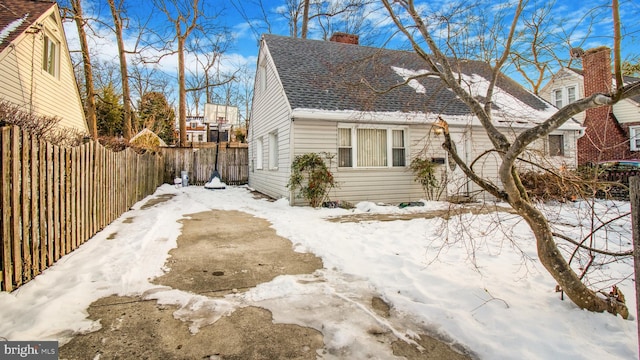 view of snow covered exterior