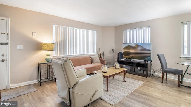 living room featuring light hardwood / wood-style flooring