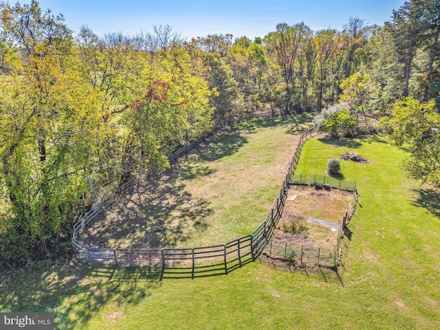 drone / aerial view with a rural view