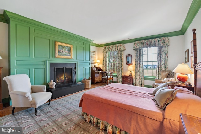 bedroom featuring crown molding