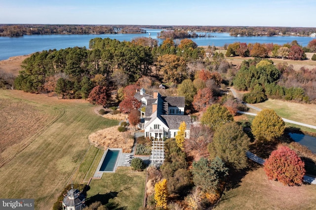 bird's eye view featuring a water view