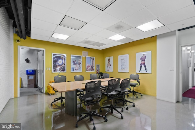 office with a paneled ceiling