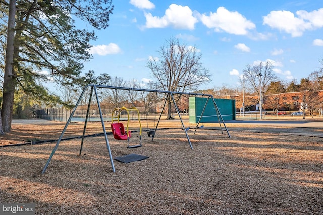 communal playground with fence