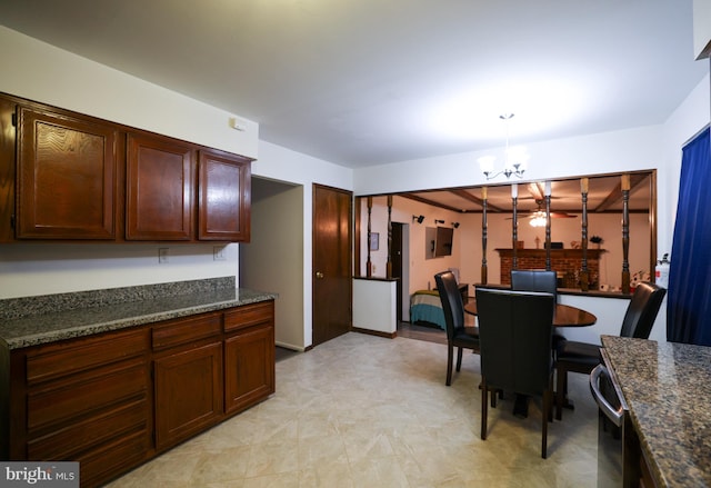 interior space with a chandelier