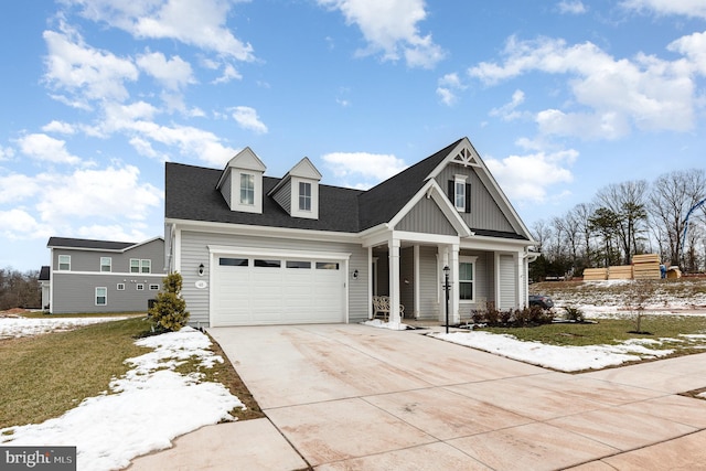 view of front of property with a garage