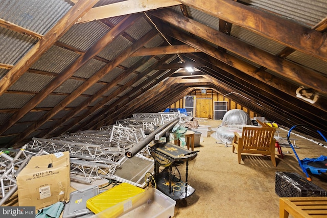 view of unfinished attic