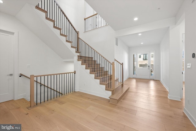 foyer entrance featuring light hardwood / wood-style flooring