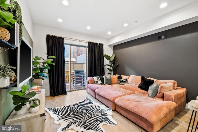 living room with light wood-type flooring