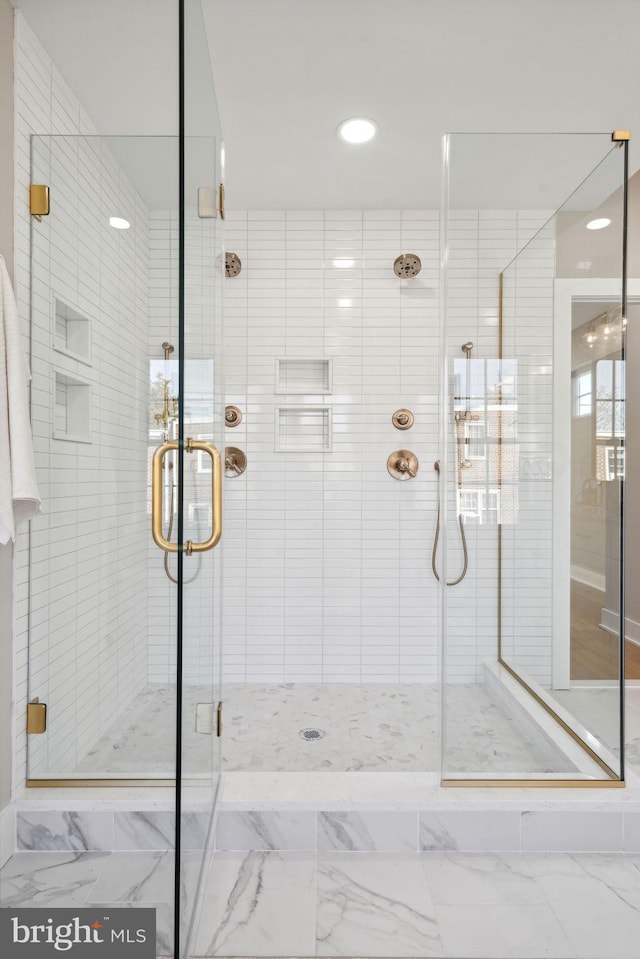 bathroom featuring walk in shower