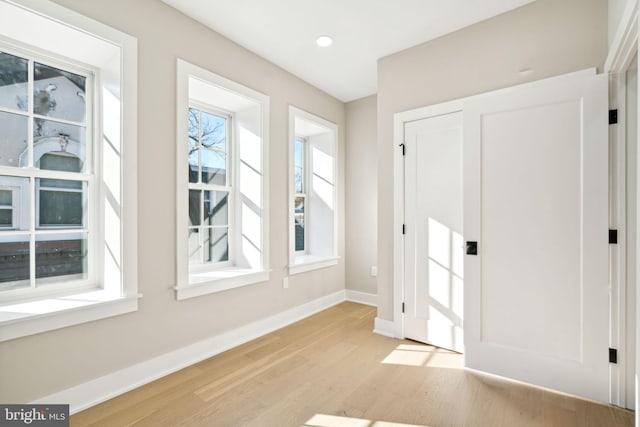 interior space with light hardwood / wood-style floors and plenty of natural light