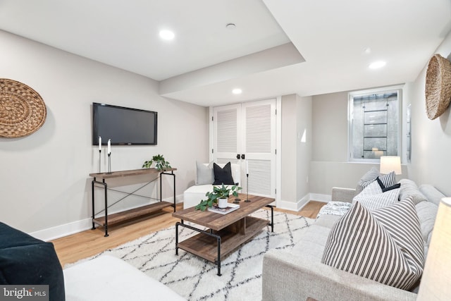 living room with light wood-type flooring