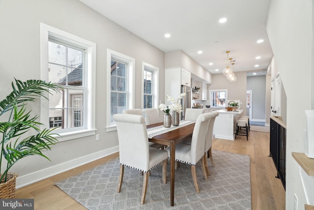 dining area featuring light hardwood / wood-style floors