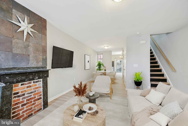 living room featuring light hardwood / wood-style flooring