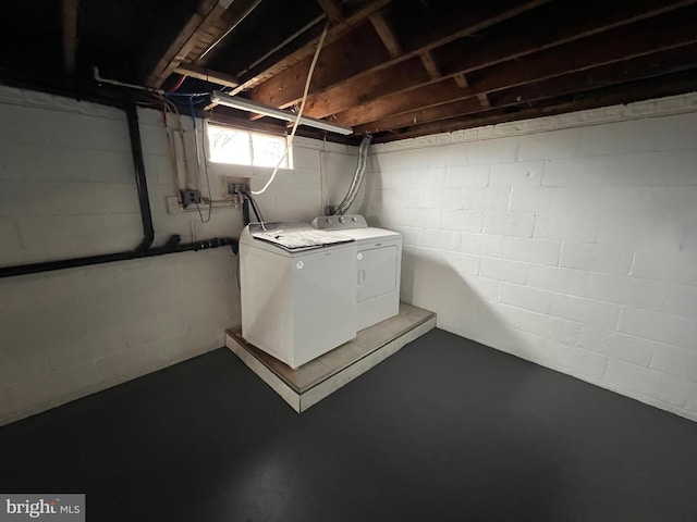 basement with washing machine and clothes dryer