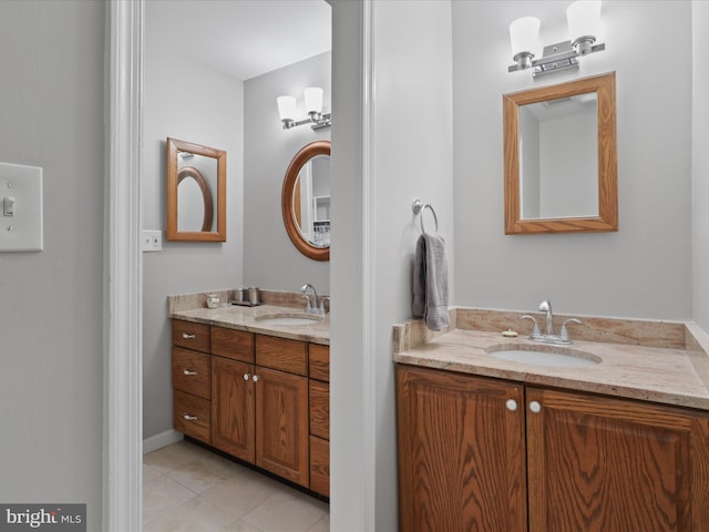 bathroom featuring tile patterned flooring and vanity