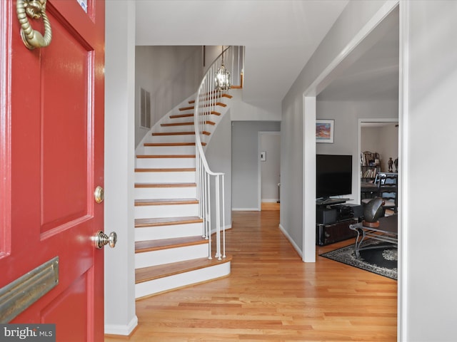 entryway featuring hardwood / wood-style flooring