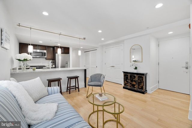 living room with light wood-type flooring