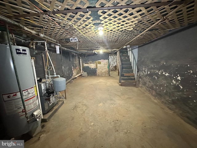 basement with gas water heater