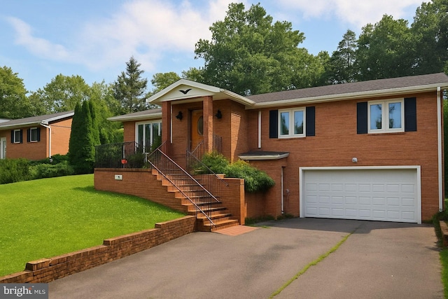 4100 Downing St, Annandale, VA 22003 - ranch-style house with an attached garage, asphalt driveway, a front yard, and brick siding