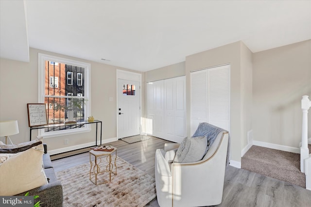 living room with light wood-type flooring