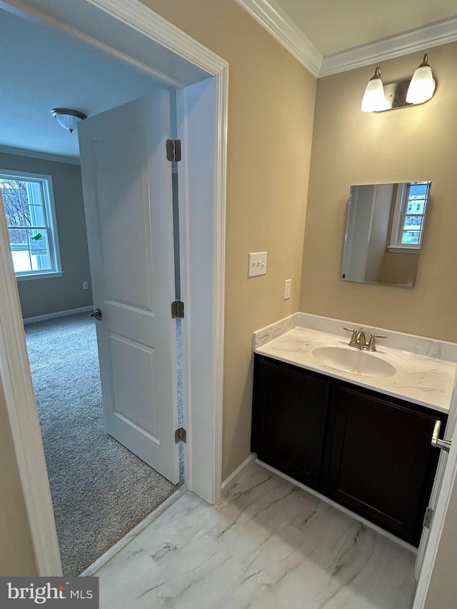 1689 Gerrardstown Rd, Gerrardstown, WV 25420 - bathroom featuring vanity and ornamental molding