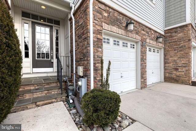 property entrance with a garage