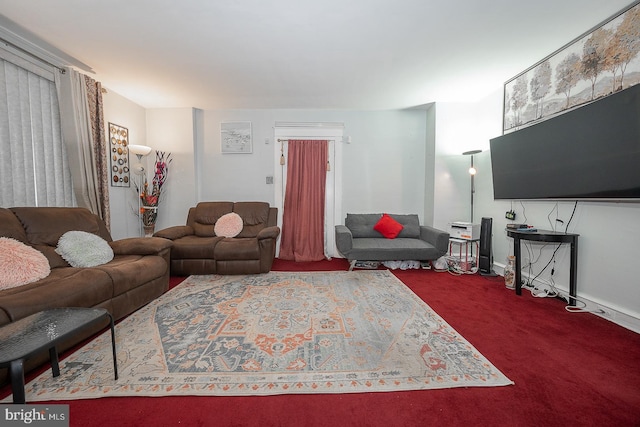 living room featuring carpet flooring