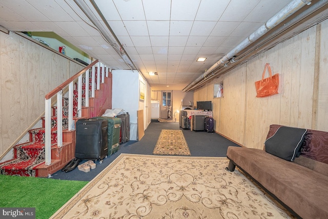 basement with carpet