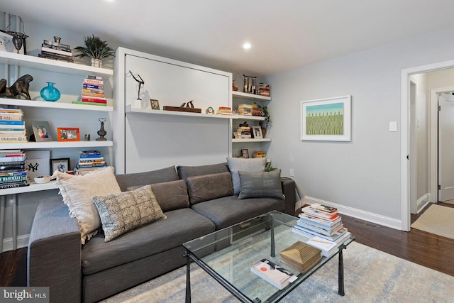 living room featuring dark hardwood / wood-style floors